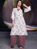 Pretty Maroon Floral Printed Cotton Daily Wear Palazzo Suit