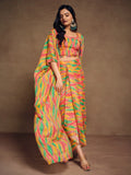 Pretty Multi-Color Printed Chinon Modern Pleated Skirt Co-Ords - Zeel Clothing
