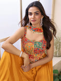 Pretty Mustard Yellow Dori Work Georgette Crop Top Palazzo With Dupatta - Zeel Clothing