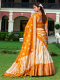 Pretty Mustard Yellow Shibori Print Silk Traditional Lehenga Choli - Zeel Clothing