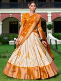 Pretty Mustard Yellow Shibori Print Silk Traditional Lehenga Choli - Zeel Clothing