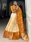 Pretty Mustard Yellow Shibori Printed Silk Haldi Wear Lehenga Choli - Zeel Clothing