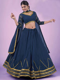 Pretty Navy Blue Gota Georgette Party Wear Lehenga Choli - Zeel Clothing