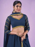 Pretty Navy Blue Gota Georgette Party Wear Lehenga Choli - Zeel Clothing