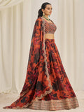 Pretty Orange Sequins Organza Engagement Wear Lehenga Choli - Zeel Clothing