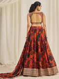 Pretty Orange Sequins Organza Engagement Wear Lehenga Choli - Zeel Clothing
