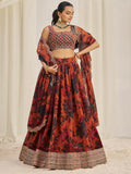 Pretty Orange Sequins Organza Engagement Wear Lehenga Choli - Zeel Clothing
