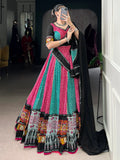 Pretty Pink Bandhej Print Rayon Navratri Special Lehenga With Blouse - Zeel Clothing