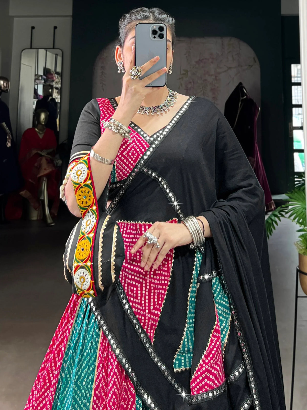 Pretty Pink Bandhej Print Rayon Navratri Special Lehenga With Blouse - Zeel Clothing
