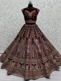 Pretty Pink Dori Work Velvet Bridal Lehenga Choli With Double Dupatta - Zeel Clothing