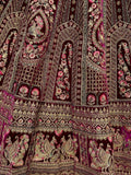 Pretty Pink Dori Work Velvet Bridal Lehenga Choli With Double Dupatta - Zeel Clothing