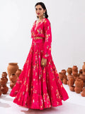Pretty Pink Floral Printed Chinon Festival Wear Crop Top Lehenga - Zeel Clothing