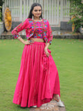 Pretty Pink Kutchi Work Silk Navratri Special Lehenga Choli With Jacket - Zeel Clothing