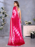 Pretty Pink Shibori Printed Chiffon Function Wear Saree With Blouse - Zeel Clothing