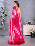 Pretty Pink Shibori Printed Chiffon Function Wear Saree With Blouse - Zeel Clothing