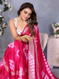 Pretty Pink Shibori Printed Chiffon Function Wear Saree With Blouse - Zeel Clothing