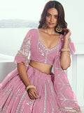 Pretty Pink Thread Embroidery Engagement Wear Lehenga Choli - Zeel Clothing