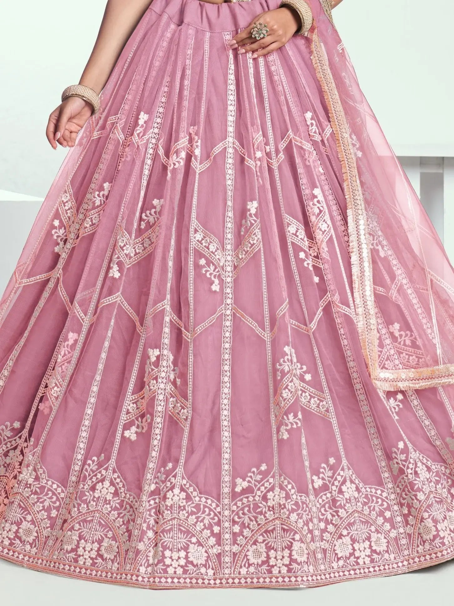 Pretty Pink Thread Embroidery Engagement Wear Lehenga Choli - Zeel Clothing