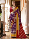 Pretty Purple Digital Printed Patola Silk Wedding Wear Saree - Zeel Clothing