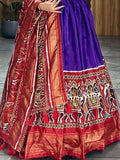 Pretty Purple Patola Printed Silk Festive Wear Gown With Dupatta - Zeel Clothing