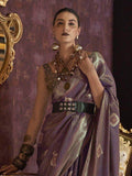 Pretty Purple Zari Weaving Work Silk Festival Wear Saree With Blouse - Zeel Clothing