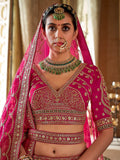 Pretty Rani Pink Sequins Silk Bridal Lehenga Choli With Double Dupatta
