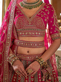 Pretty Rani Pink Sequins Silk Bridal Lehenga Choli With Double Dupatta