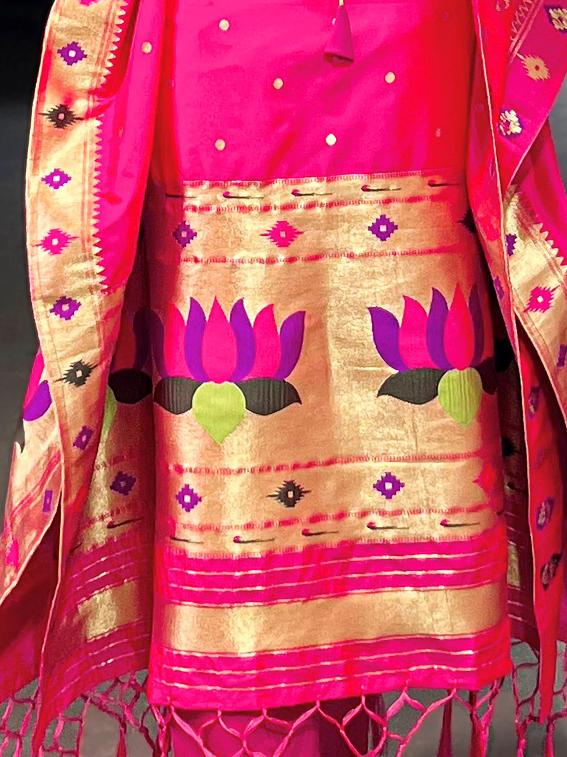 Pretty Rani Pink Zari Weaving Jacquard Wedding Wear Kaftan