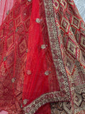 Pretty Red Dori Work Silk Bridal Lehenga Choli With Soft Net Dupatta - Zeel Clothing