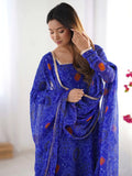 Pretty Royal Blue Bandhani Printed Georgette Festival Wear Anarkali Suit - Zeel Clothing