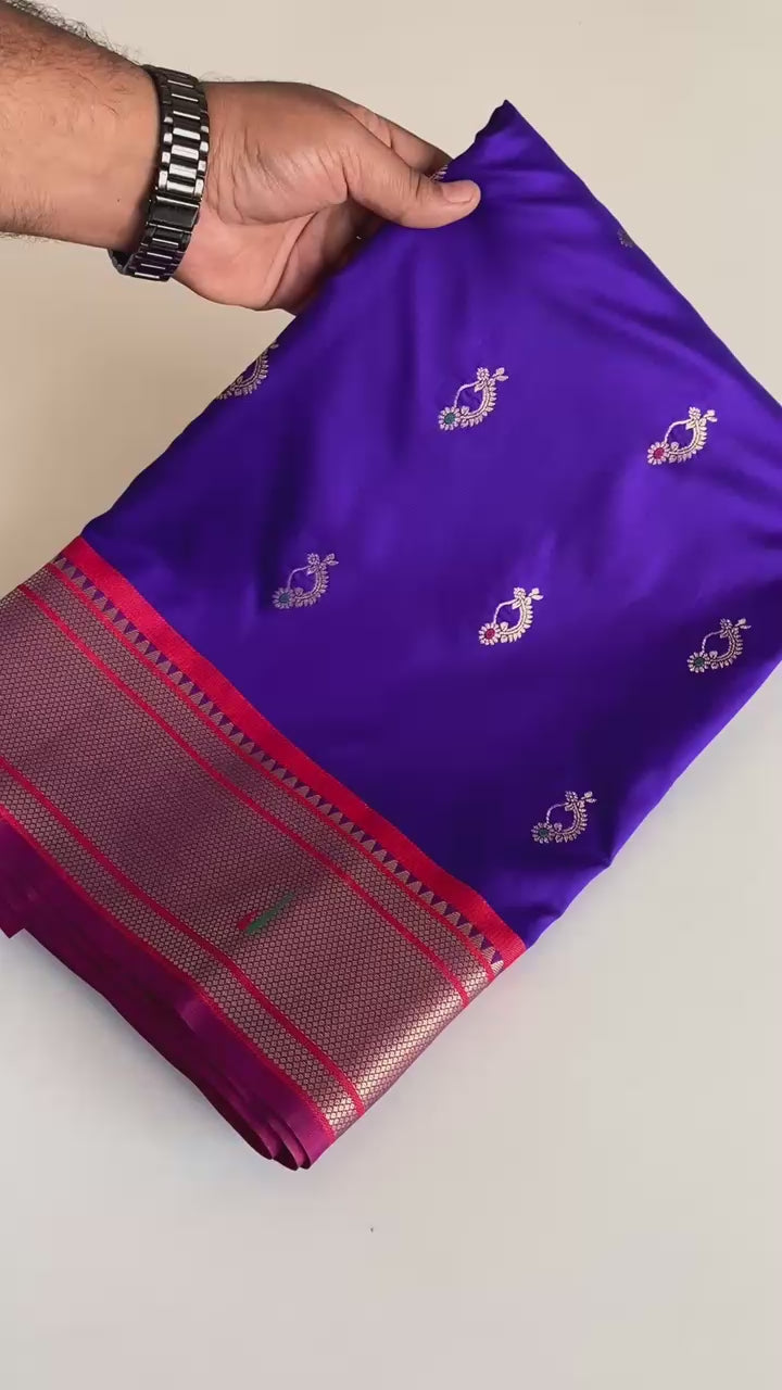 Charming Purple Pichwai Printed Silk Festive Wear Saree With Blouse