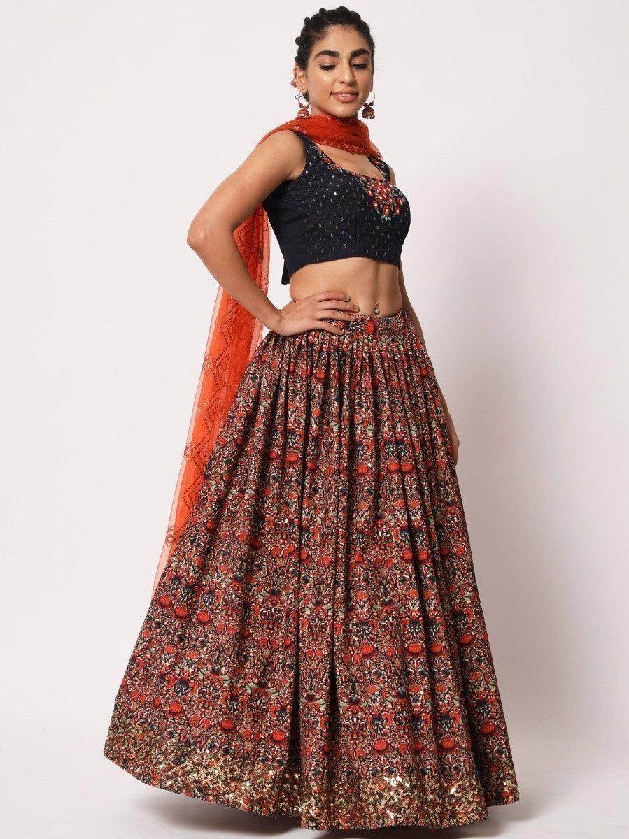 Prodigious Multi-Color Digital Printed Art Silk Lehenga Choli - Zeel Clothing