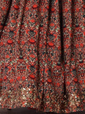 Red floral print skirt with sequin hem, women's fashion
