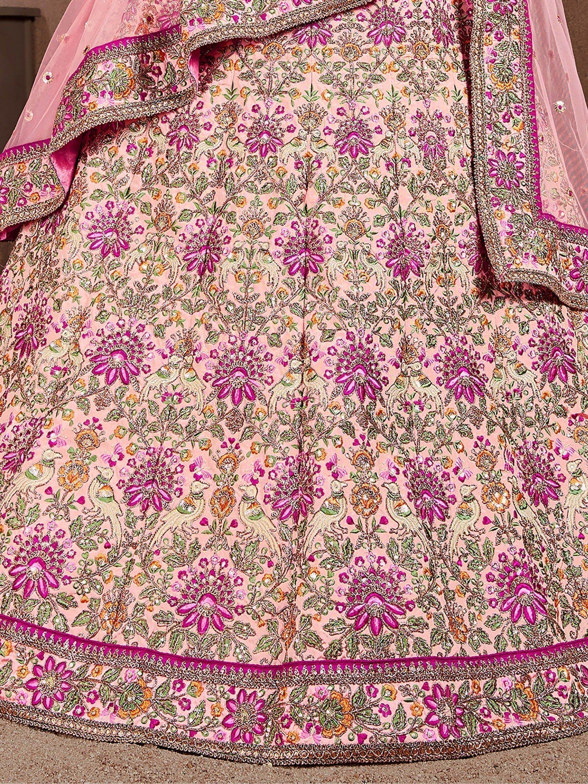 Prominent peach Colored Bridal wear Embroidered Lehenga Choli - Zeel Clothing