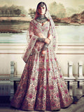 Prominent peach Colored Bridal wear Embroidered Lehenga Choli - Zeel Clothing