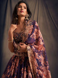 Purple Floral Printed Organza Festival Lehenga Choli - Zeel Clothing