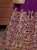 Purple Sequins Embroidered Silk Wedding Wear Lehenga Choli - Zeel Clothing