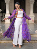 Lovable Purple Kutchi Patch Work Georgette Multi Layer Shrug