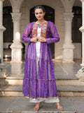 Lovable Purple Kutchi Patch Work Georgette Multi Layer Shrug