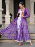 Lovable Purple Kutchi Patch Work Georgette Multi Layer Shrug