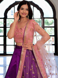 Fascinate Purple Zari Embroidery Mulberry Silk Lehenga Choli With Dupatta