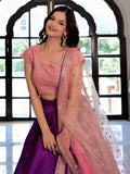 Fascinate Purple Zari Embroidery Mulberry Silk Lehenga Choli With Dupatta