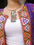 Lovable Purple Kutchi Patch Work Georgette Multi Layer Shrug