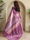 Incredible Purple Zari Weaving Silk Festive Wear Saree With Blouse