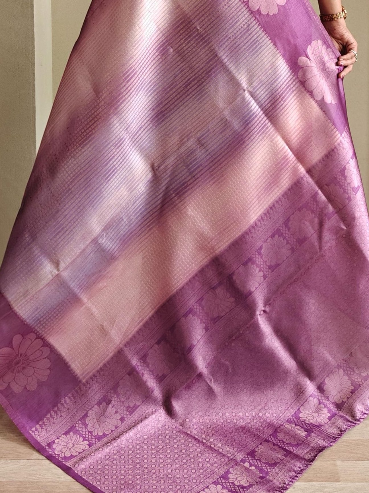 Incredible Purple Zari Weaving Silk Festive Wear Saree With Blouse