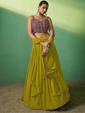 Radiant Green Embroidered Georgette Sangeet Wear Lehenga Choli - Zeel Clothing