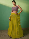 Radiant Green Embroidered Georgette Sangeet Wear Lehenga Choli - Zeel Clothing