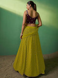 Radiant Green Embroidered Georgette Sangeet Wear Lehenga Choli - Zeel Clothing