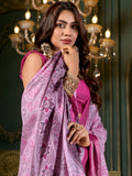 Beautiful Pink Printed Dola Silk Festival Wear Saree With Blouse