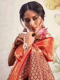 Incredible Cream Zari Weaving Silk Traditional Saree With Blouse
